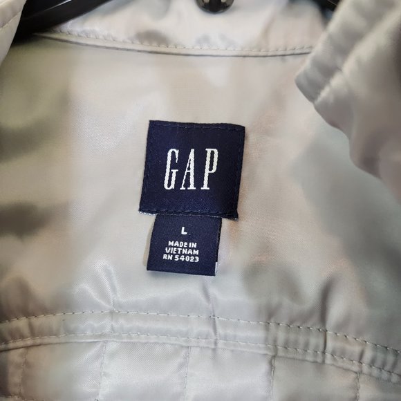 Gap Quilted Silver Unlined LS Jean Jacket Large - Picture 14 of 14